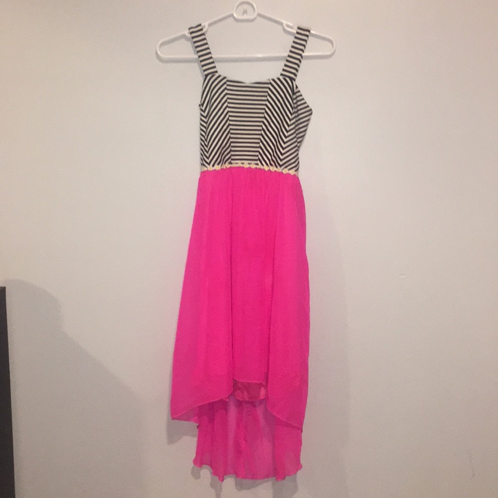 Stripped top high low dress